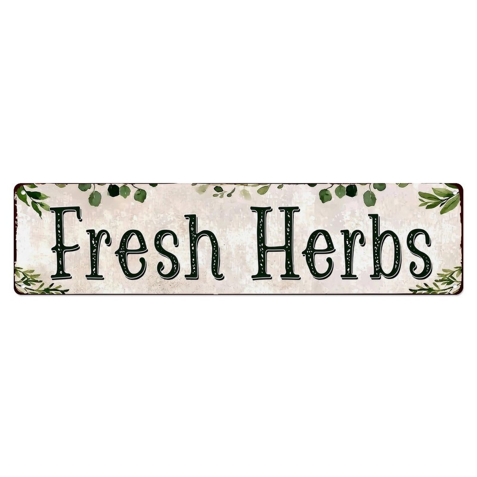 Farmhouse Watercolor Fresh Herbs Wall Sign Vintage Aluminium Metal Sign, Retro Wall Decor for Home, Bar, Garage & Farmhouse 10 * 40cm