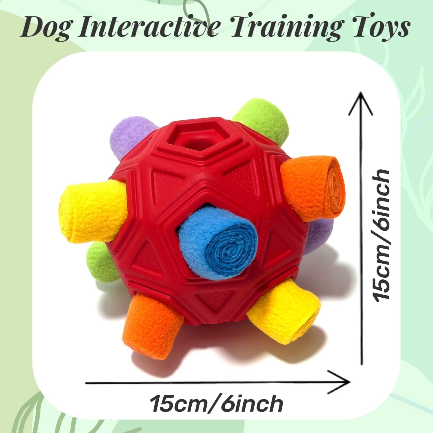 Schnüffelball für Hunde Hundespielzeug Unzerbrechlich Upgrade Ball Interaktives Spielzeug Snuffle Tragbarer Haustier Puzzle Snuffle Ball Toy für Kleine Mitte Groß Hunde (Rot Regenbogen)