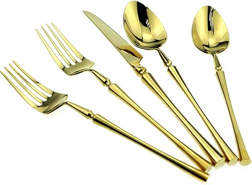 Miniatura 21 de JASHII Juego de 20 cubiertos de acero inoxidable 304, juego de vajilla de cocina color negro, cuchara, tenedor/cuchillo, acabado de espejo