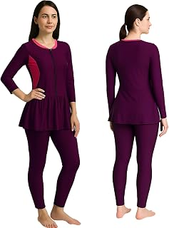 Hacer Frock Style Swimwear with Padde Full Sleeve Bodysuit Swimming Costume Full-Length One Piece Swimsuit for Pool Beach ... Price In India