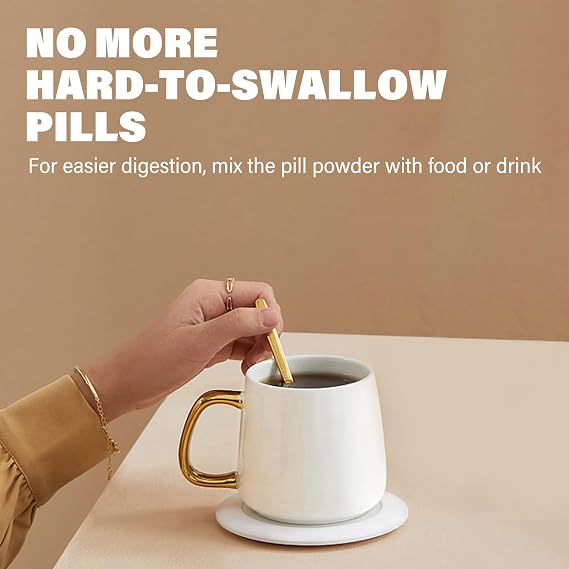 Manual Pill Crusher Fine Powder, Effortlessly and Efficiently Grind Multiple Pills into Fine Powder, Ideal for Seniors, Adults, and Pets - Stainless Steel