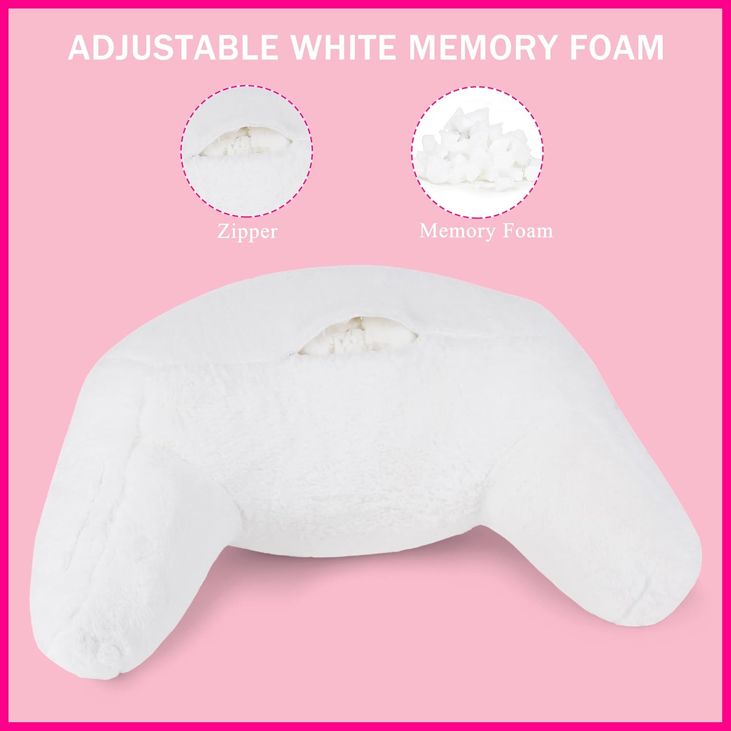 LOVTEX Reading Pillow with Shredded Memory Foam, Adult Bed Rest Pillow with Soft Faux Fur, Back Support for Sitting Up in Bed (18 X 15 Inches White) : Home & Kitchen