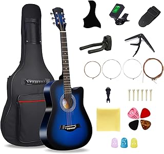 38'' Wood Acoustic Guitar for Adults, 6 Steel-String Acoustic Guitar With Guitar Bag and Beginner Kits for Beginner