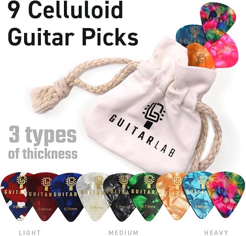 Miniatura 5 de Kit de accesorios para guitarra – Estaño de metal de alta calidad con correa de guitarra, cejilla, afinador, púas para guitarras acústicas, bajas,