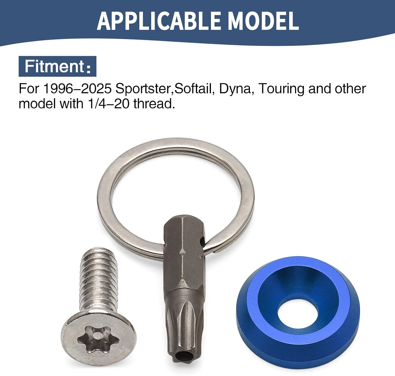 1/4"-20 Thread Seat Bolt Screw Aluminum Fit For Harley 1996-2025 Touring Road Glide Road King Street Glide Ultra Glide Sportster Softail Dyna (Blue)