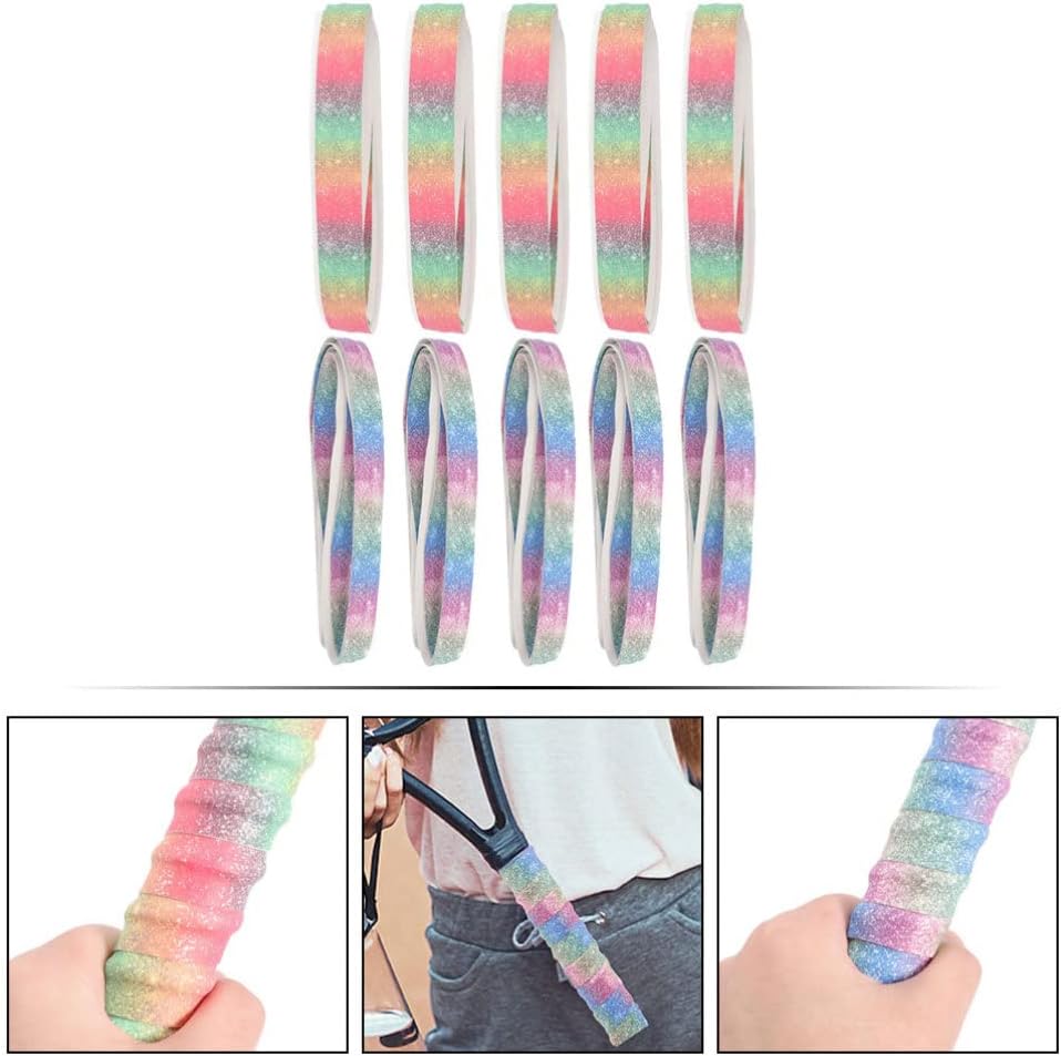 INOOMP 10pcs Tennis Racket Grip Tape Rainbow Color Badminton Grip Tape Anti Slip Absorbent Sweat Pu Racquet Handle Grip Tennis Overgrip for Rackets