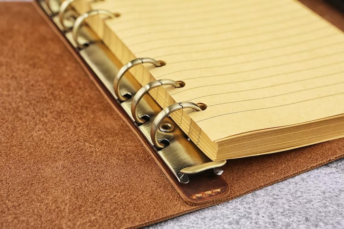 ラスト1点 A6 ダブルリング バインダー ブラック チェック柄リフィル付