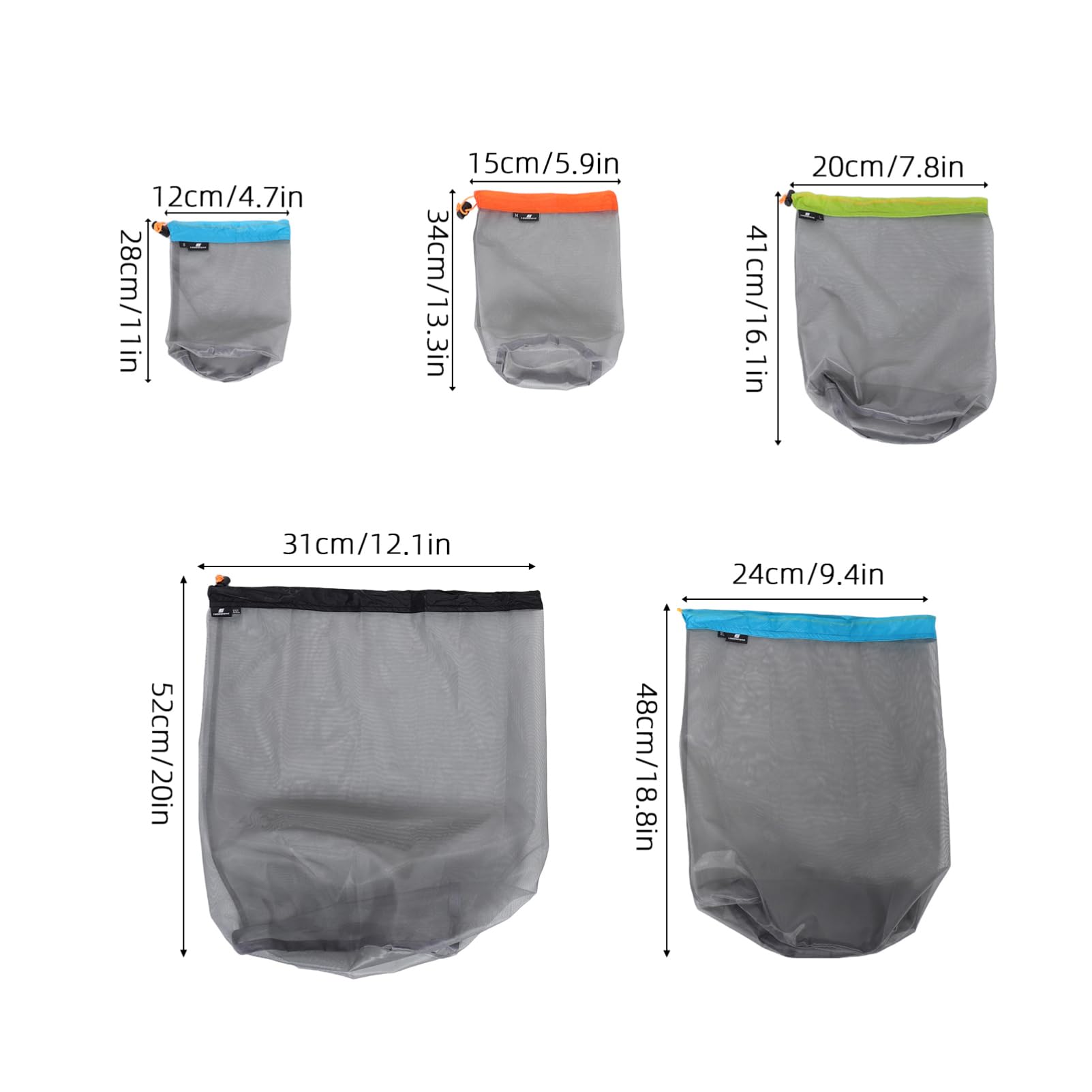 BIUDECO Compress Store Polyester Mesh Sack Set for Hiking Travel Drawstring Closure