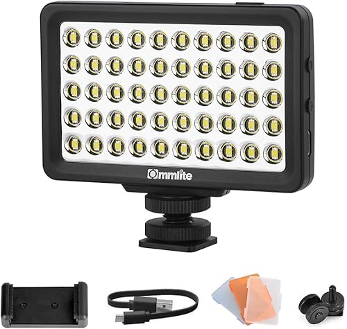 Miniatura 2 de Commlite CM-L50 - Luz LED de video para cámara, 50 LED 5700-6000 K, regulable, mini panel de luz para smartphones y cámaras, apto para Canon, Sony,