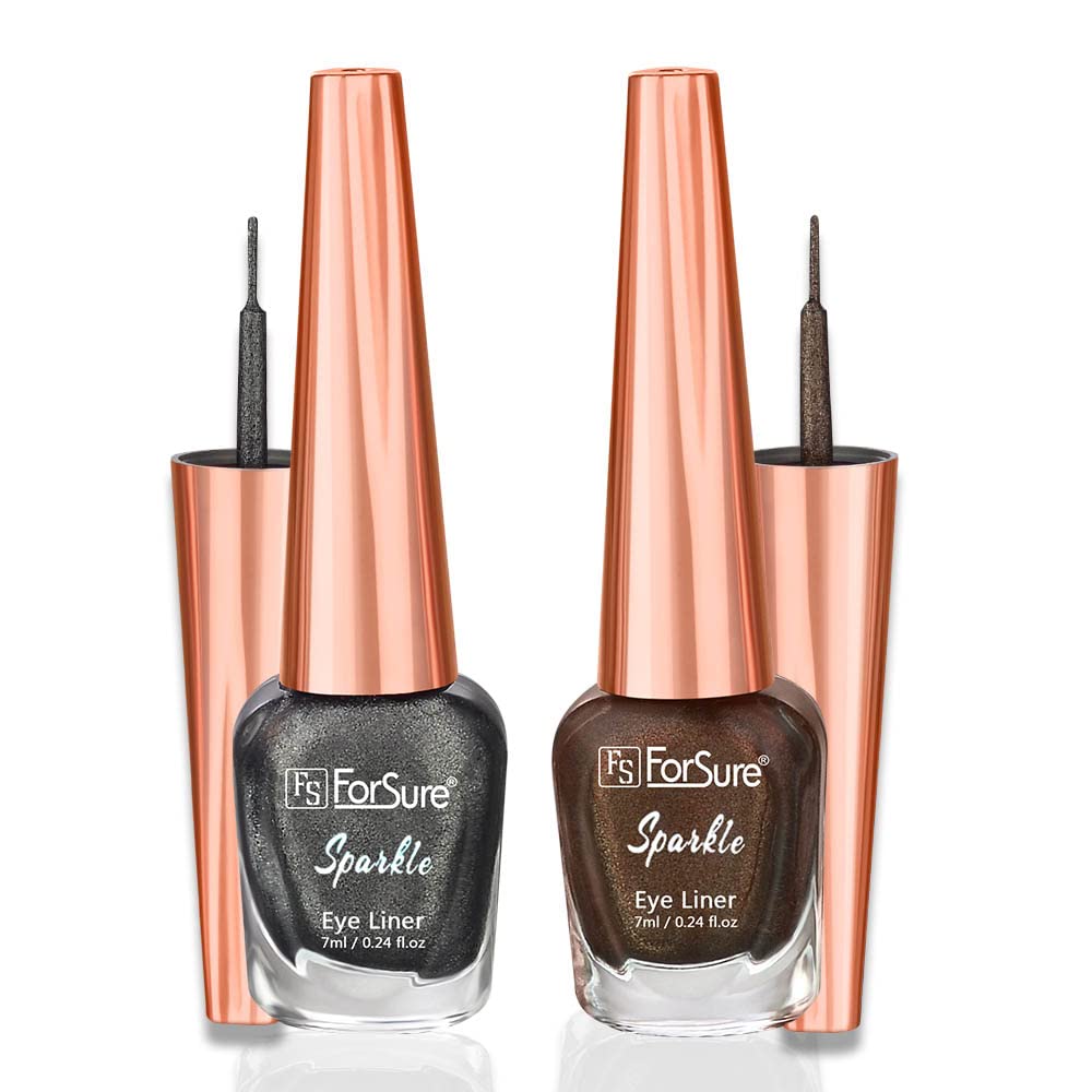 ForSure® Absolute Shine Liquid Glitter Eyeliner, Intense Color, Long Lasting, Glossy Texture (7 ml each) (Combo of 2, Grey & Brown)-picture-42
