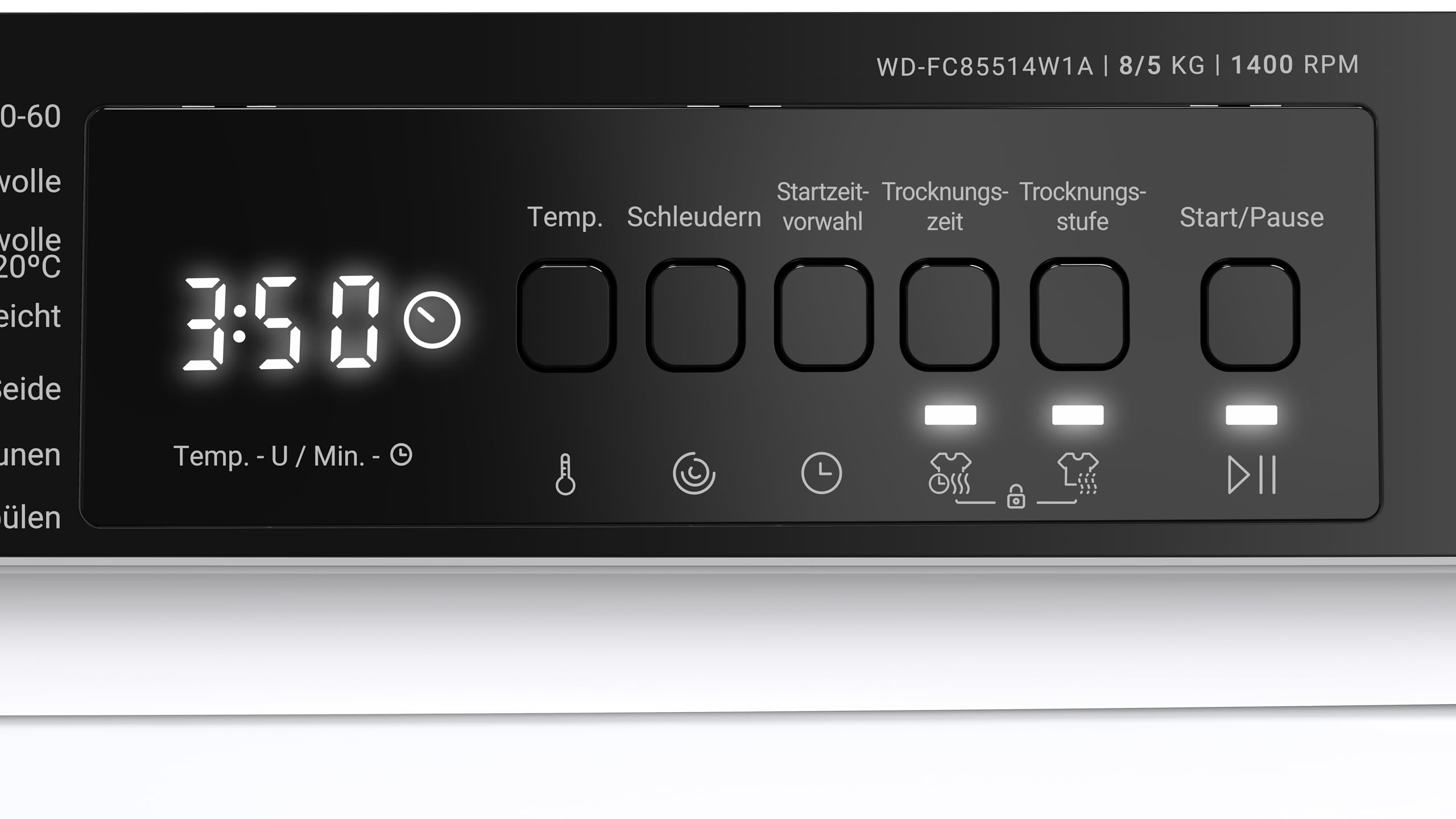 Daewoo WD-FC85514W1A-DE Waschtrockner, 8 kg Waschen, 5 kg Trocknen, 1400 U/min, Energieeffizienzklasse A, Inverter Motor, AquaStop, Weiß