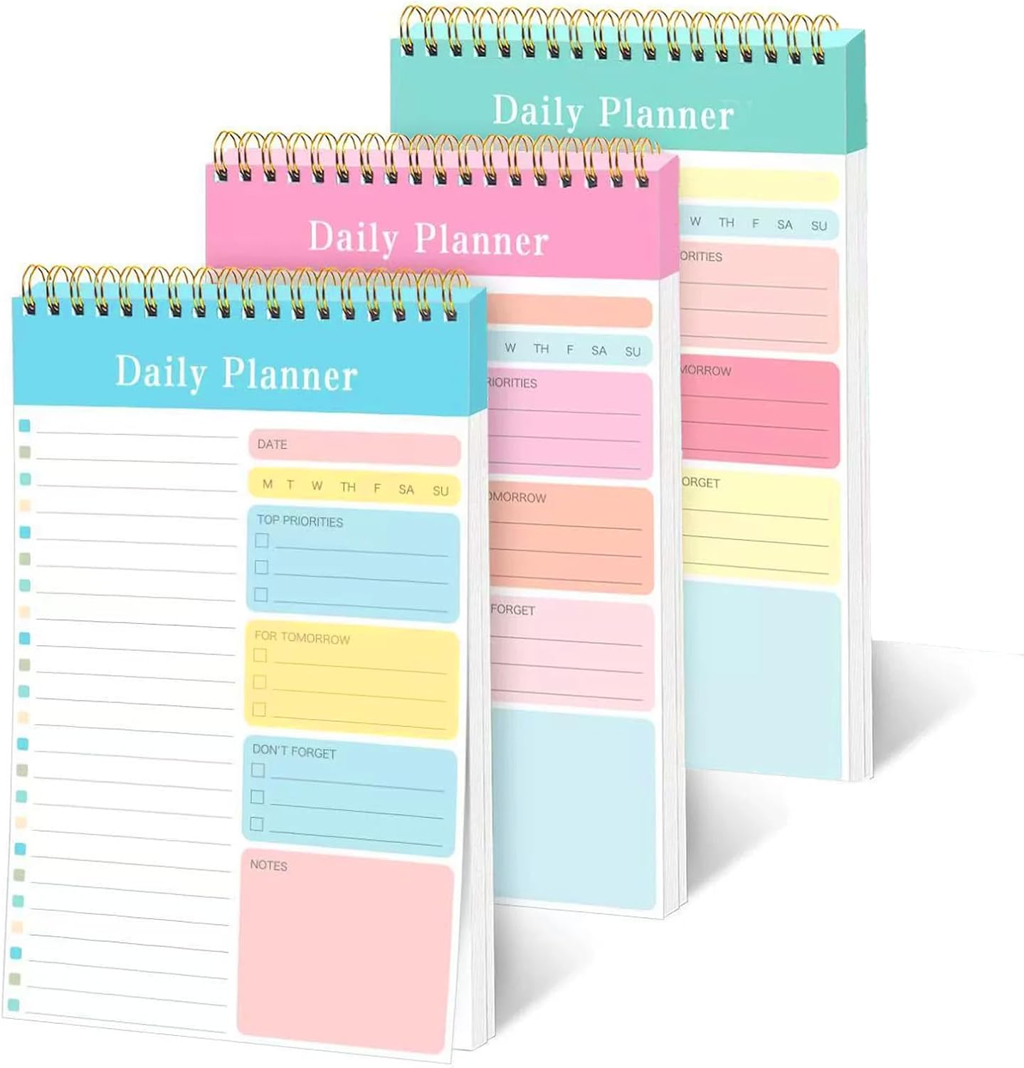 To Do List Notebook, 3 Pads To Do List Notepad, Daily Planner Notebook, Undated To Do List Organiser Notebook, A5 Spiral 60 Pages Things to Do Today Notebook Pads for Study Work Office7.9x5.1"