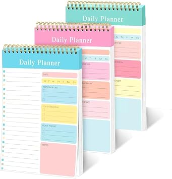 To Do List Notebook, 3 Pads To Do List Notepad, Daily Planner Notebook, Undated To Do List Organiser Notebook, A5 Spiral 60 Pages Things to Do Today Notebook Pads for Study Work Office(7.9x5.1