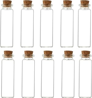 10Pcs Small Glass Bottles With Cork Lids, Mini Glass Bottles With Stoppers Empty Spell Jars Small Message Bottles Tiny Wishing Bottles Miniature Potion Bottles for DIY Crafts Decoration Wedding Party