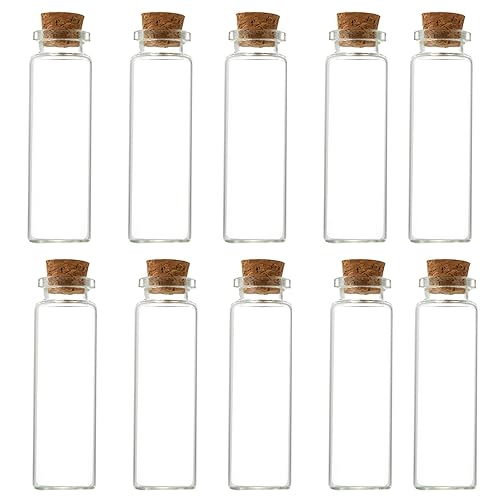 10Pcs Small Glass Bottles With Cork Lids and Stoppers -