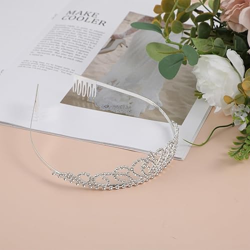 Miniatura 7 de Tiara para mujer, corona de princesa con peine de diamantes de imitación, tiara de reina para novia, accesorios para el cabello, para cumpleaños,