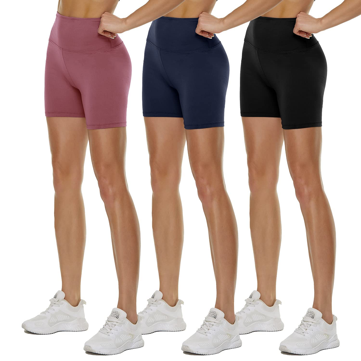 TNNZEET 3er Pack Radlerhose Damen High Waist Sommer Shorts Blickdicht Kurze Sporthose Leggings Hotpants Unter Kleider für Sport Yoga