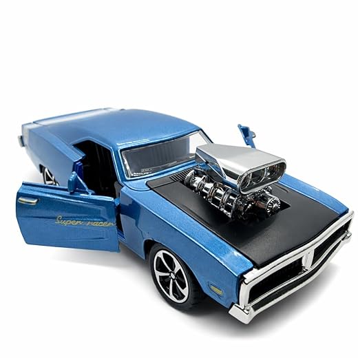 Miniatura De Ferro D o d g e Charger R/T Velozes e F u r i o z o s escala 1:32 (Azul Com Motor)