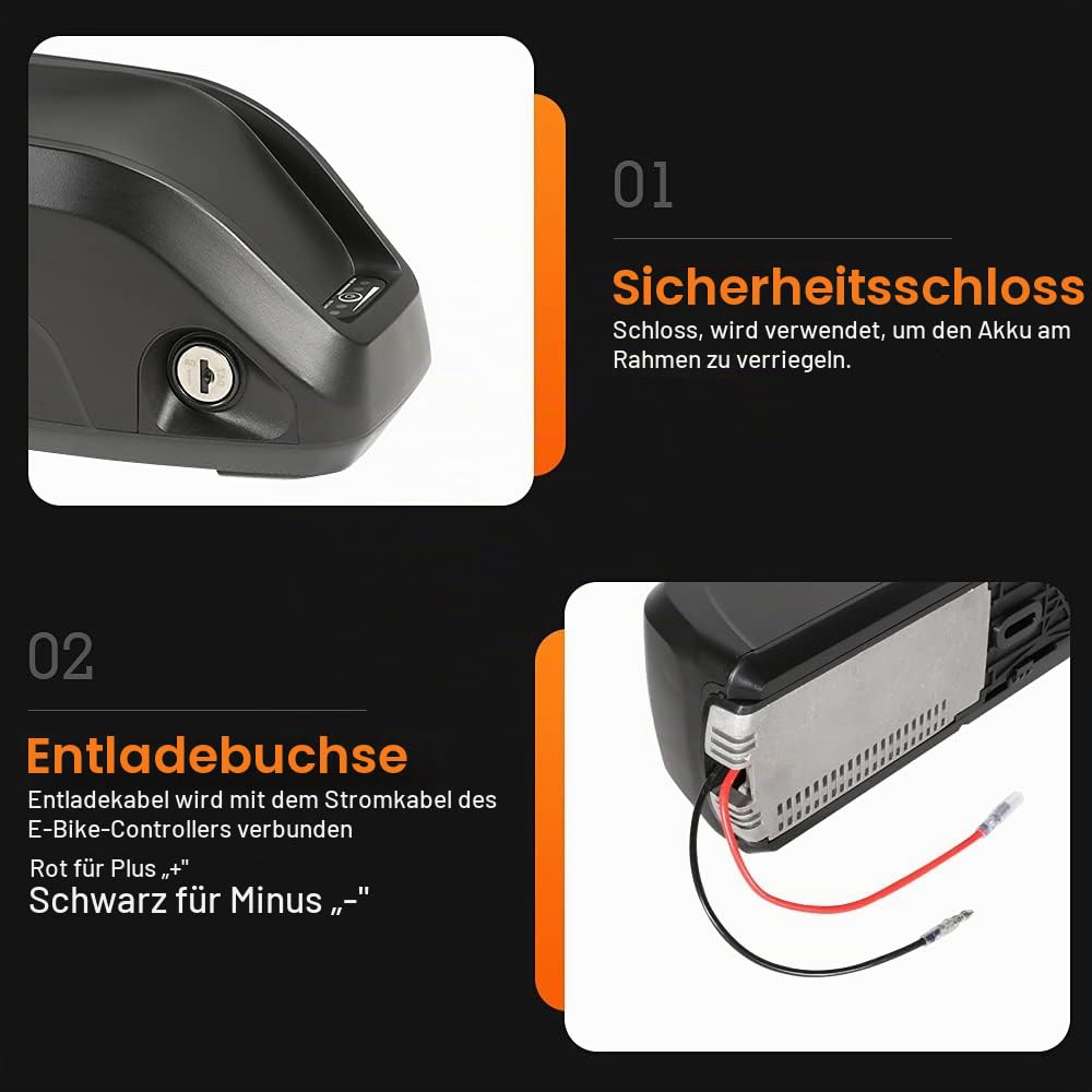 SEASON 36V Ebike Akku 13Ah 14.5Ah 15.6Ah 18Ah - Ebike Batterie passt für 750W / 500W / 250W für Elektrofahrrad Hailong Lithium-Ionen Akku 36V