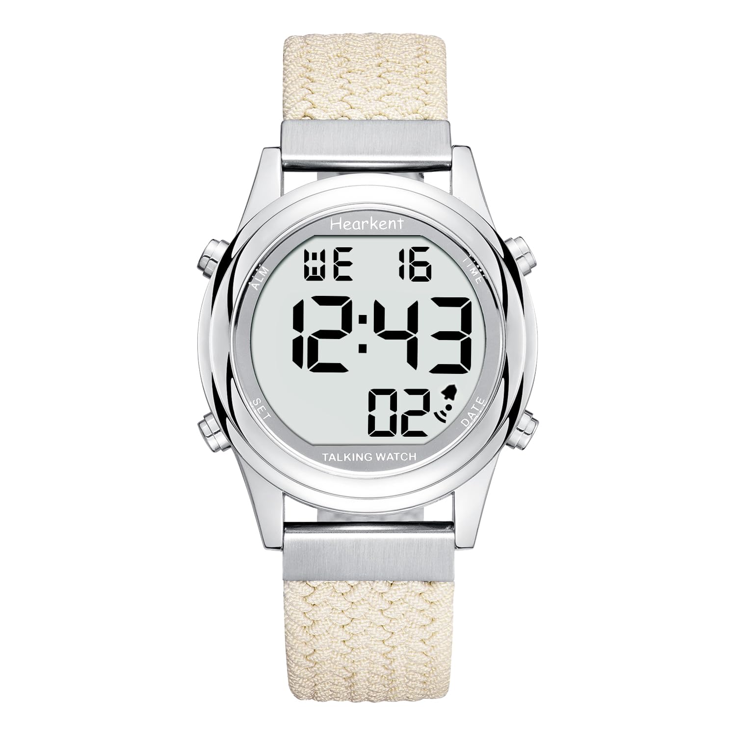 Hearkent Orologio digitale parlante da donna con voce tedesca piacevole LCD grandi numeri orologio per ipovedenti, anziani o ciechi
