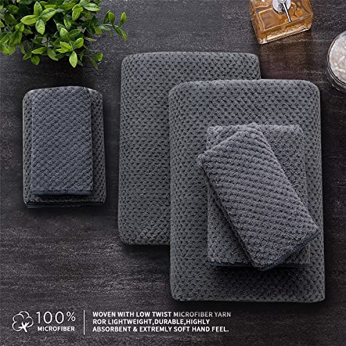 Dark Gray Hand Towels Set 2 Pack-16“X31”,Ultra Soft Microfibers Bathroom Towel Set Highly Absorbent Quick Dry Luxury Premium Towel Lightweight Durable Hand Towel Collection For Hotel Spa Gym Kitchen #TOP6
