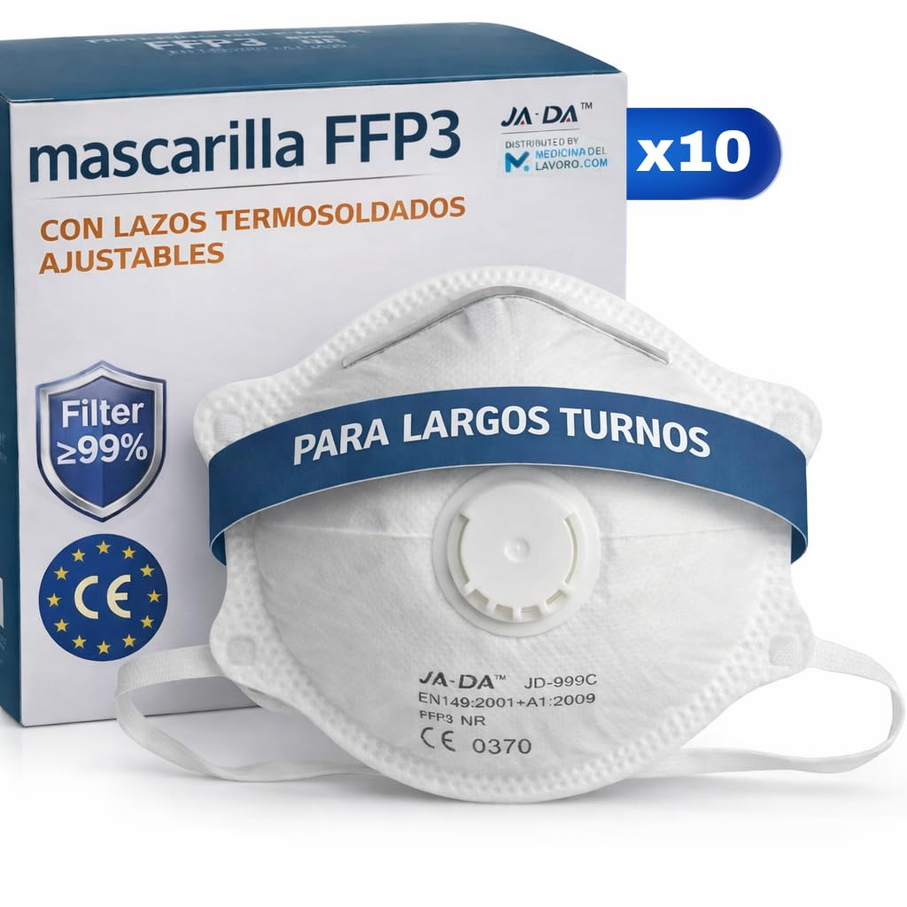 10 Mascarillas Homologadas de Certificación CE, Mascarilla FFP3 con Válvula de 5 Capas, Máscara Contra de Polvo y Partículas, Mascarilla de Protección Personal con Filtros de Calidad BFE≥99, 10 Piezas