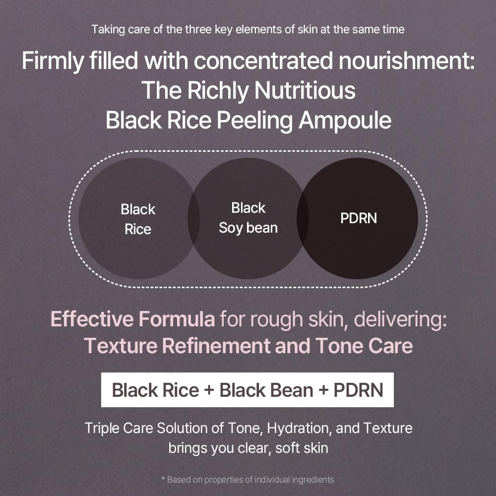 mixsoon Black Rice Peeling Ampoule - Esfoliante Viso con Estratto di Riso Nero, Complesso di Soia e PDRN di Riso, Siero Idratante per una Trasparenza Affinata e una Radiosità Vitale, 100ml