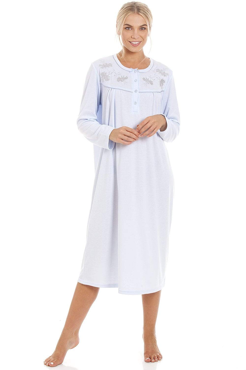 Camille Women's Nightdress - Button Front - Blue - Size 22-24