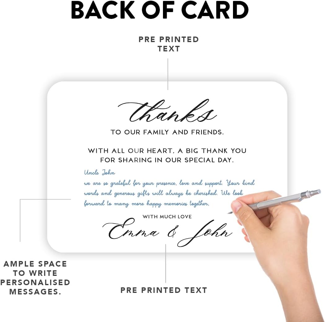 Andaz Press 5x7 Inch Photo Personalized Wedding Thank You Cards With Envelopes, Classic Wedding Thank You Card With Message, Customized Thank You Cards,Wedding Thank You Notes Bulk 24 Pack Made in USA