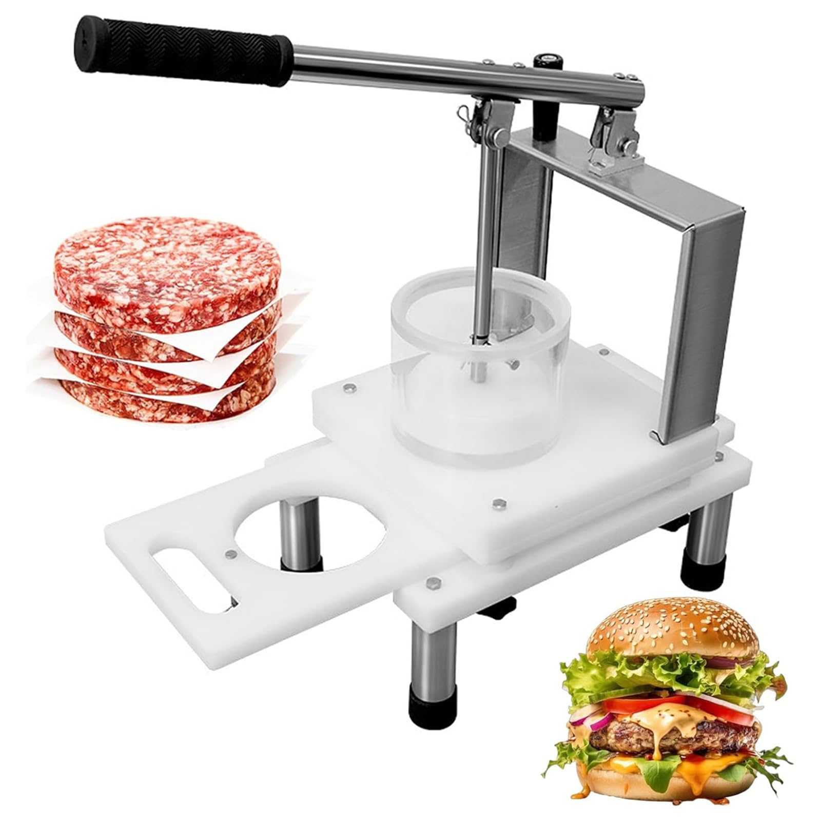 Presse à hamburger manuelle, machine à galettes commerciale, pour faire 5 galettes par cycle, idéale pour les restaurants de restauration rapide et la cuisine à domicile, outil de cuisine robuste