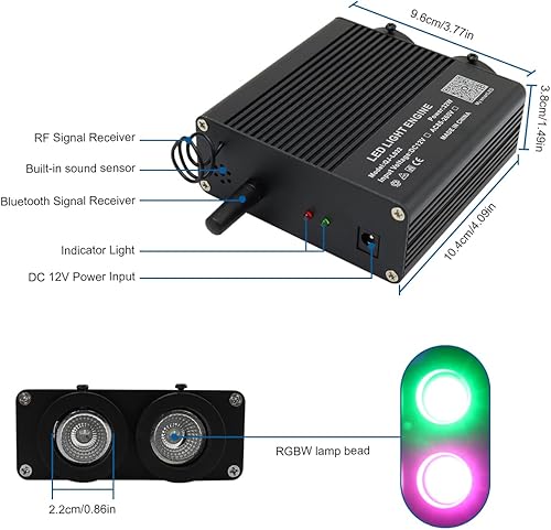 Miniatura 5 de AKEPO - Luces de fibra óptica de doble cabezal RGBW de 32 W, control de aplicación de diferentes colores, 750 piezas de fibras ópticas mixtas en 9.8