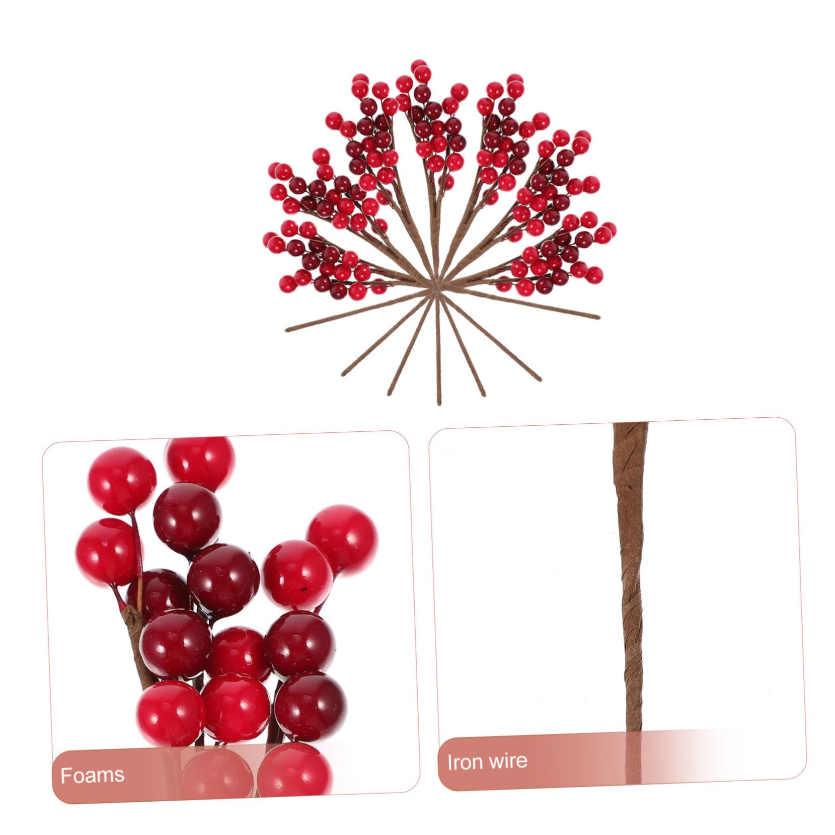 Ciieeo 40 Piezas Tallo de Rojas Artificiales Baya de Acebo de Navidad Rama de Baya Decorativa Manualidades navideñas Christmas Tree decoración Ramas de Rojas Artificiales PVC