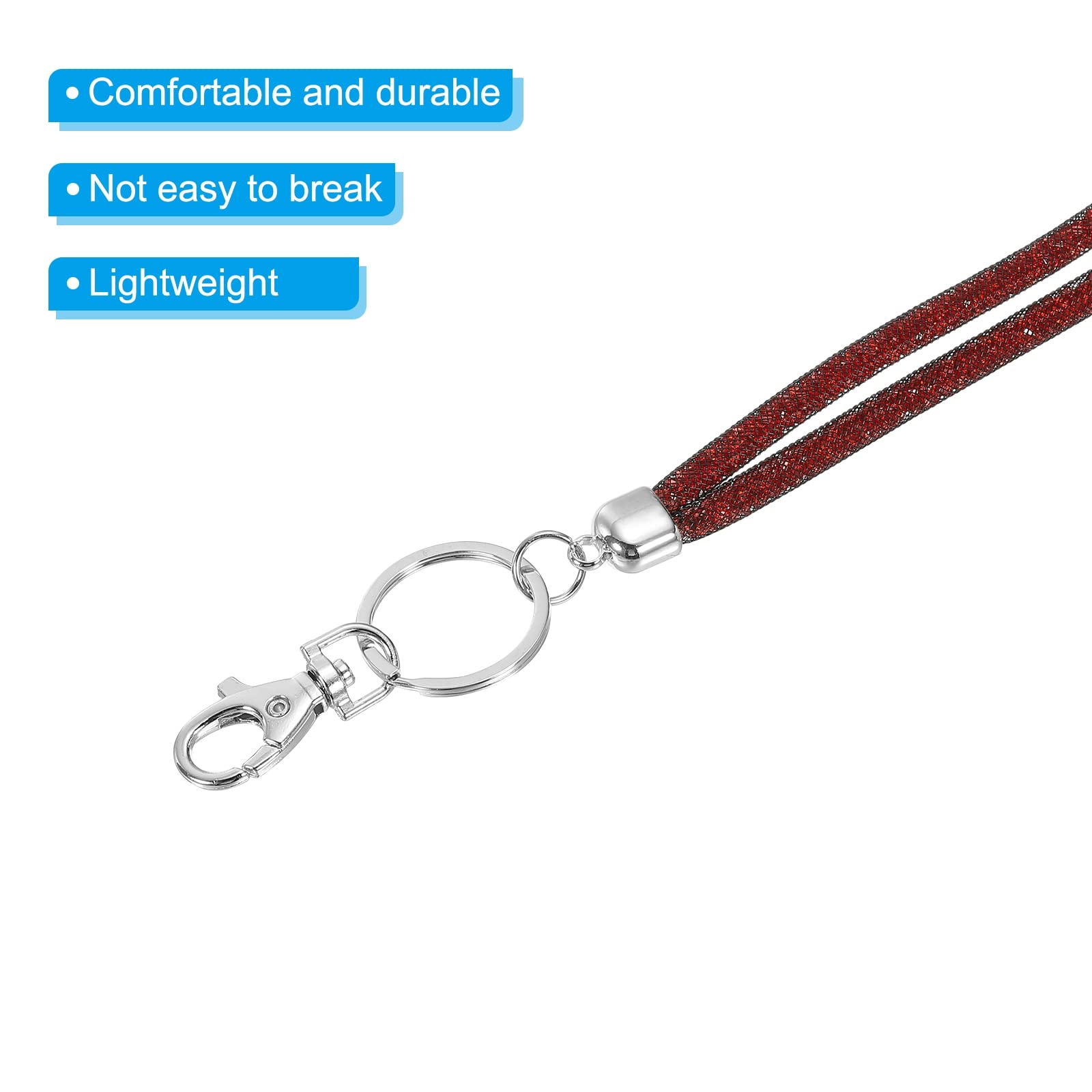 PATIKIL Bling Keychain Lanyards, Crystal Lanyard Strap Keys Strap Keychain with Metal Clasp for ID Badge Holder Keys Red - Image 4