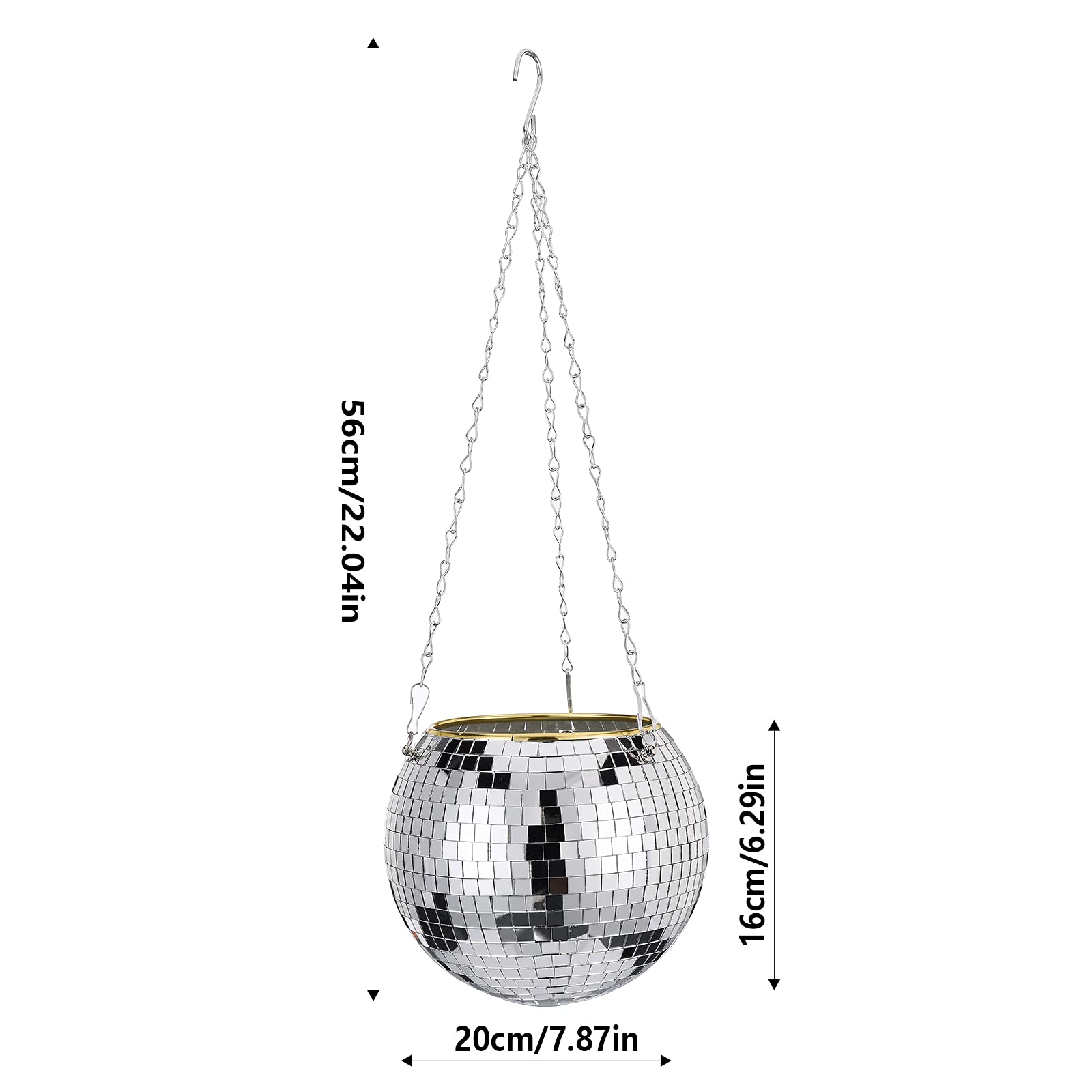 Boule à facettes - Pot à suspendre pour plantes d'intérieur - 20,3 cm - Avec crochet de plafond - Panier moderne pour plantes de fenêtre - Pour plafond intérieur - Décoration murale