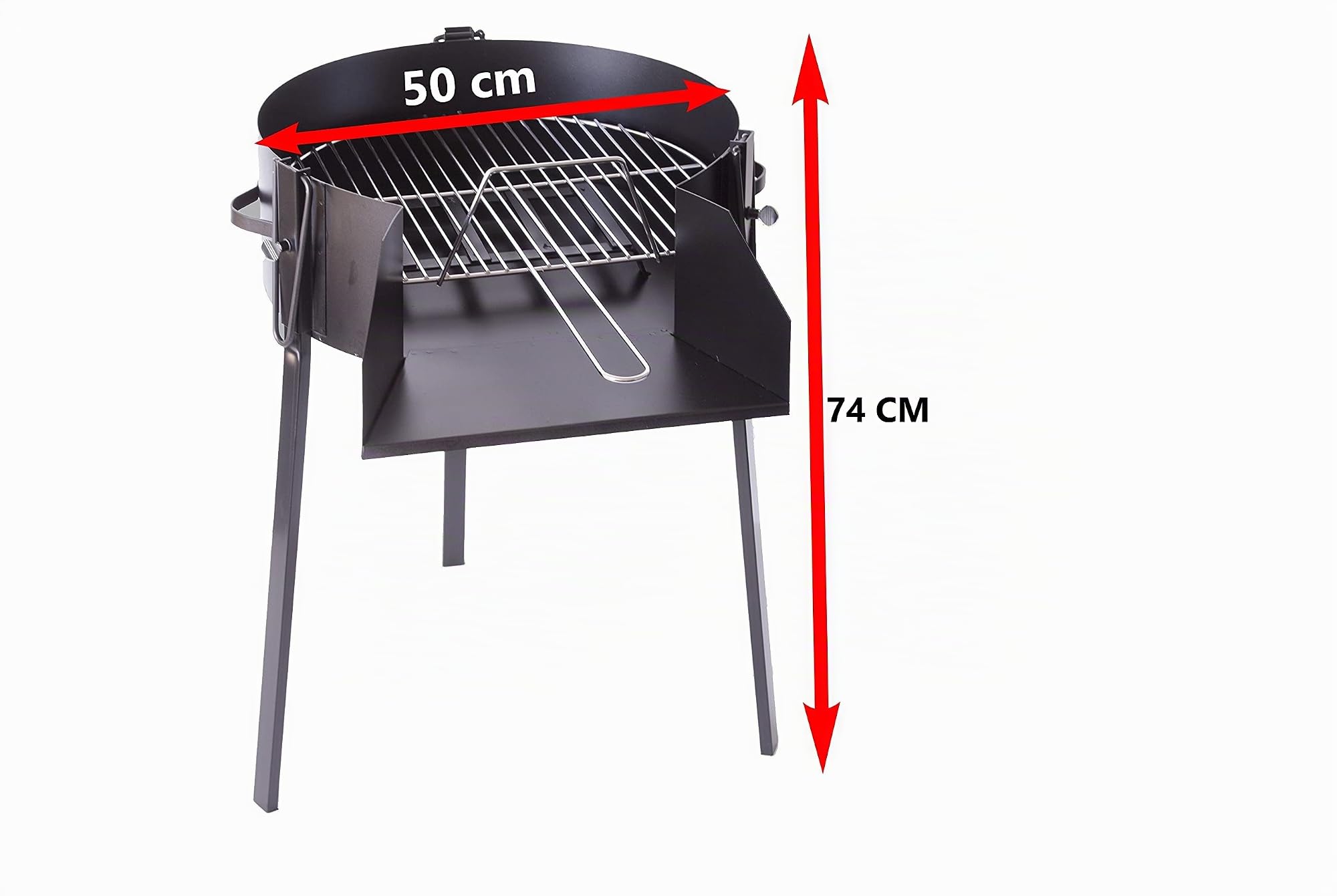LepantoGarden Barbacoa redonda grande carbón 50 cnt de Chapa para Carbon y Leña, barbacoa portátil desmontable mas parilla.