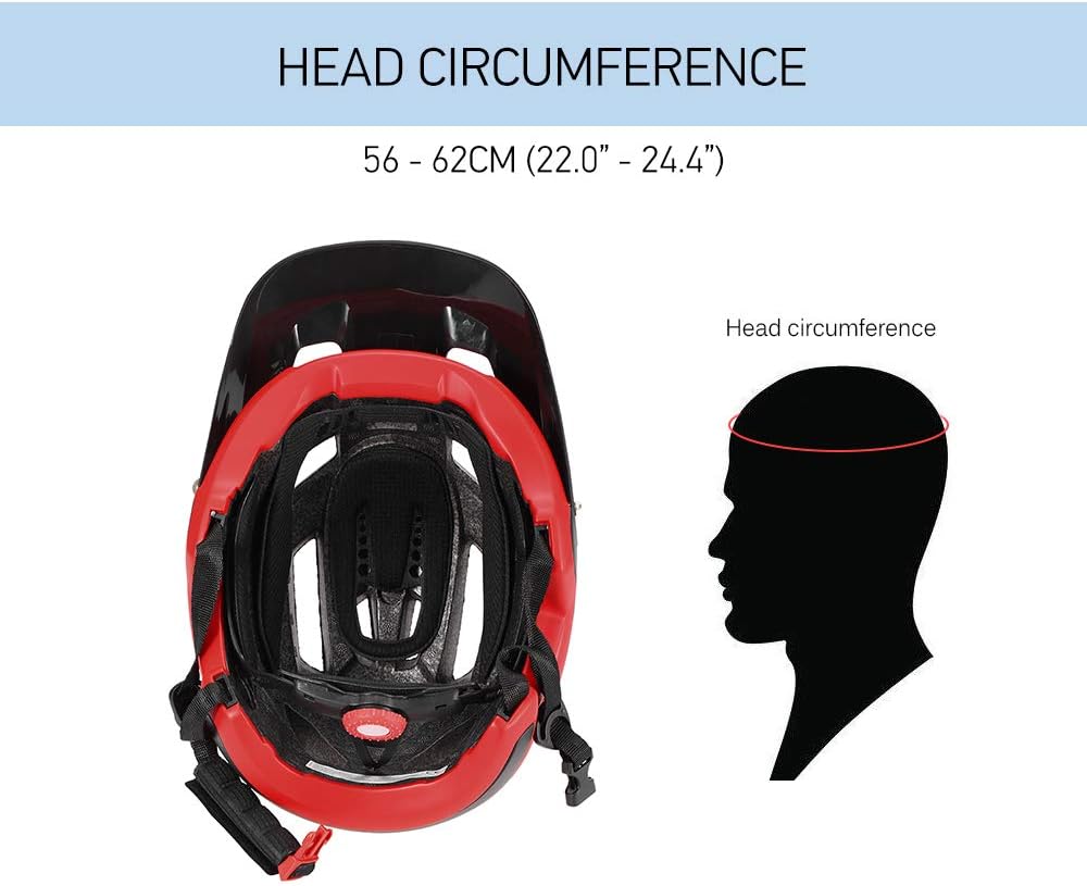 Lixada Adult Bike Helmet 16 Vents Lightweight Mountain Bike Helmet with Detachable Visor Sports Bicycle Bicycle Safety Protective Helmet