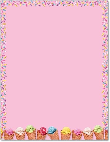 Papel de papelería para helado con cucharadas y espolvorines, 80 hojas