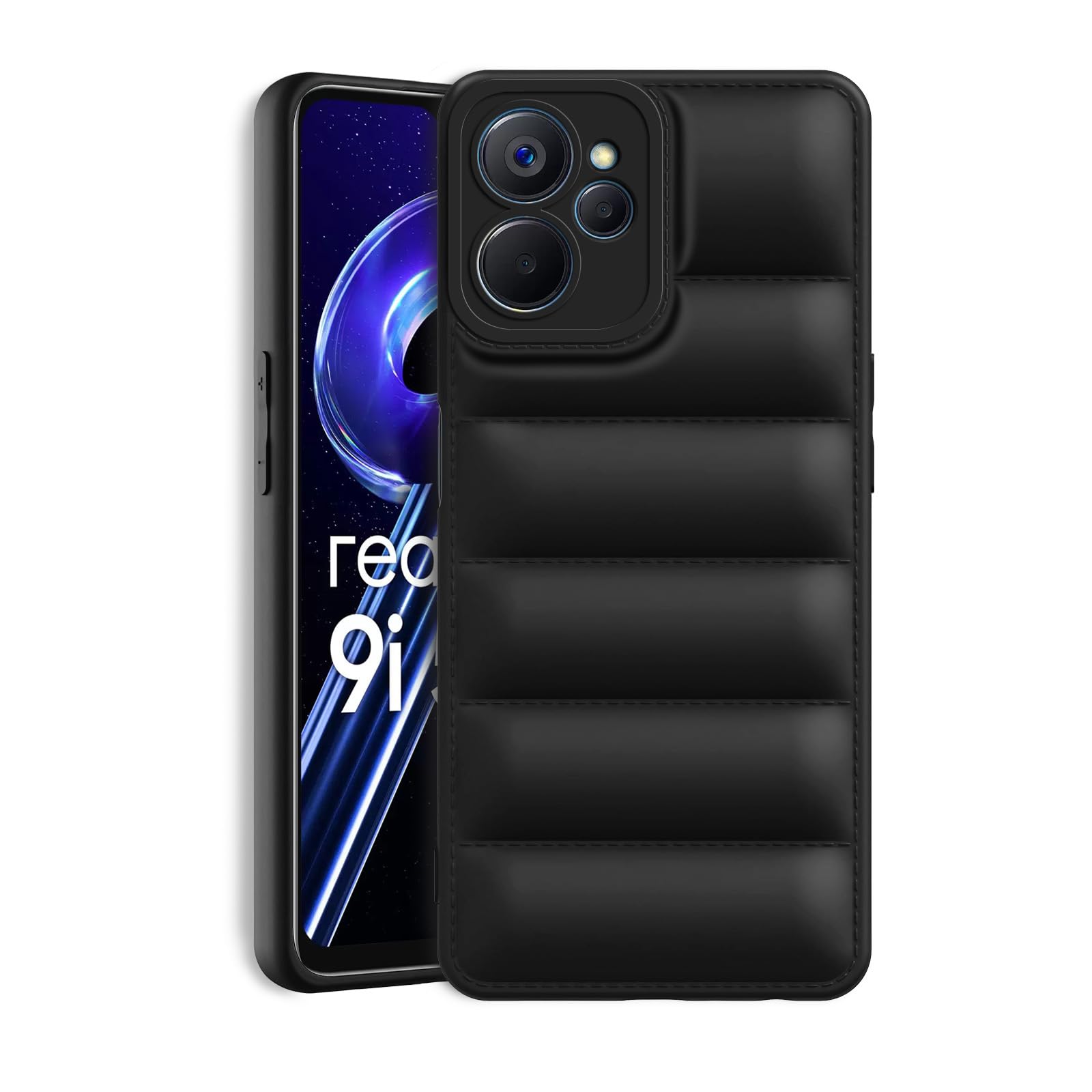 Amazon Brand - Solimo Rubber Puffer Case Camera Protection Soft Back Cover for Realme 9I 5G-Black (B0CV54HCSM) Amazon Price History, Amazon Price Tracker