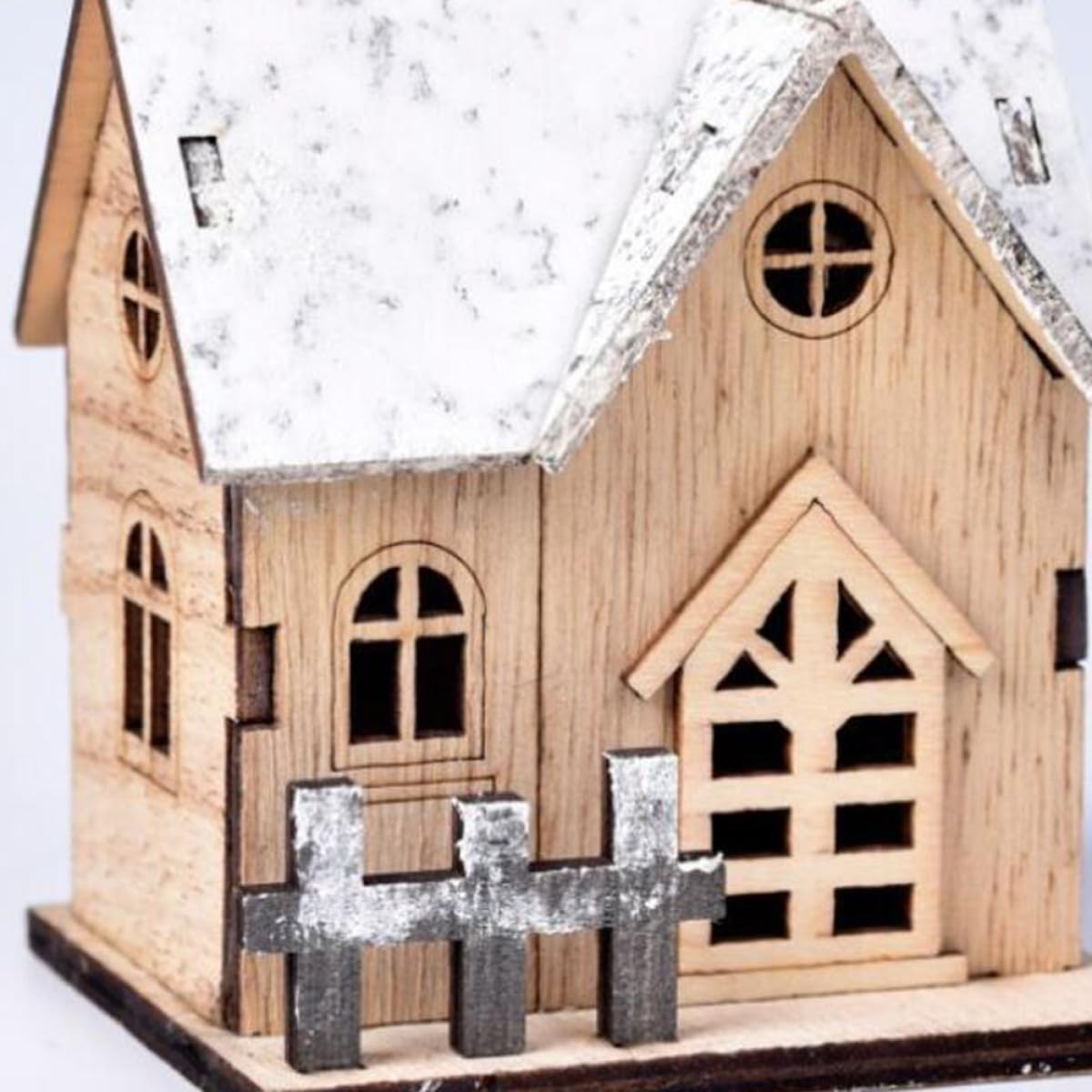 KOMBIUDA 3pezzi Case Natalizie in Legno Luminose Con Base Stabile Decorazioni Da Tavolo Per Festa Di Natale Atmosfera Festiva