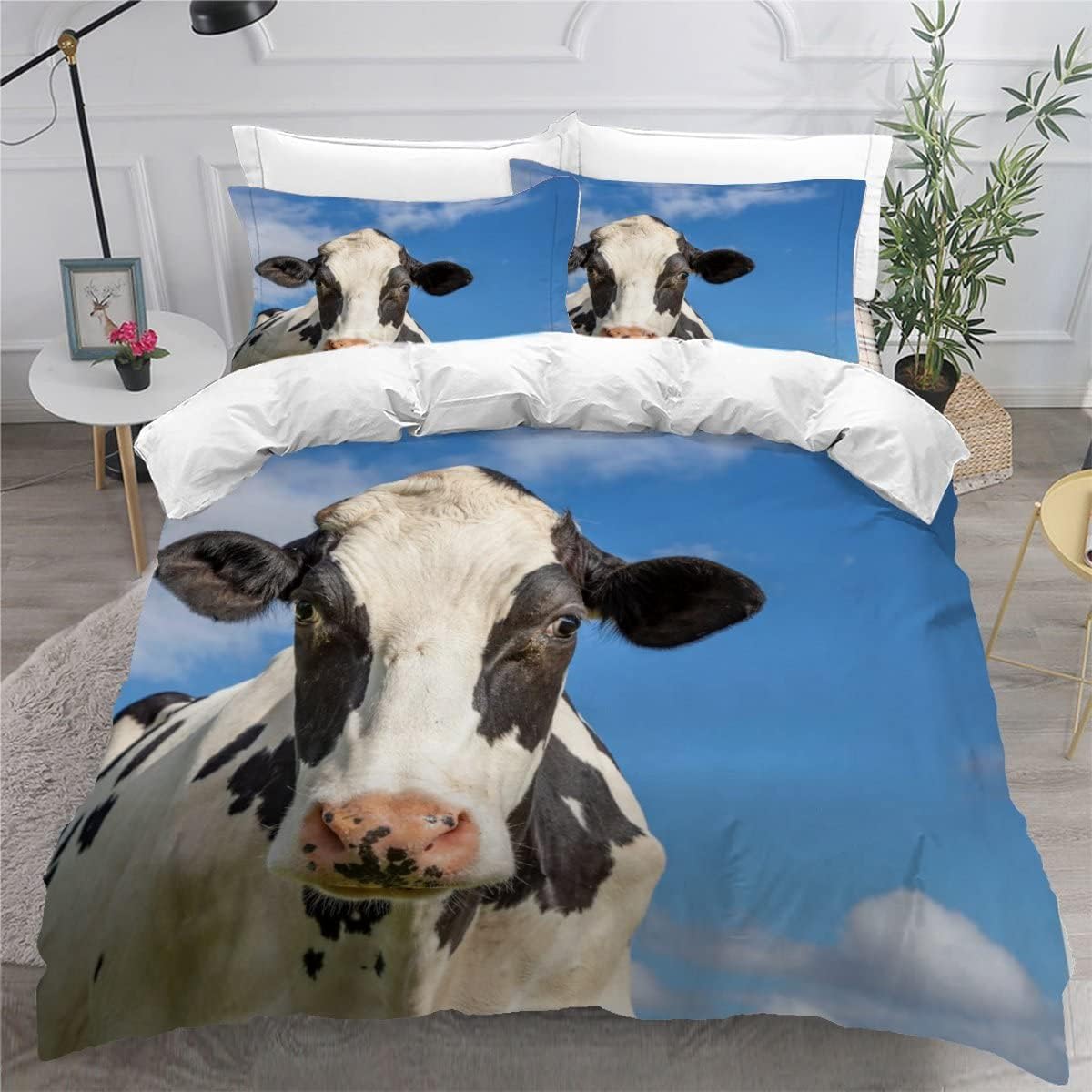 QBIDCSX Duvet Cover Double Cow Bedding Sets Single Koala Duvet Cover 200x200cm with Zipper Closure, Hypoallergenic Quilt Cover with 2 Pillowcase for Boys Kids Girls
