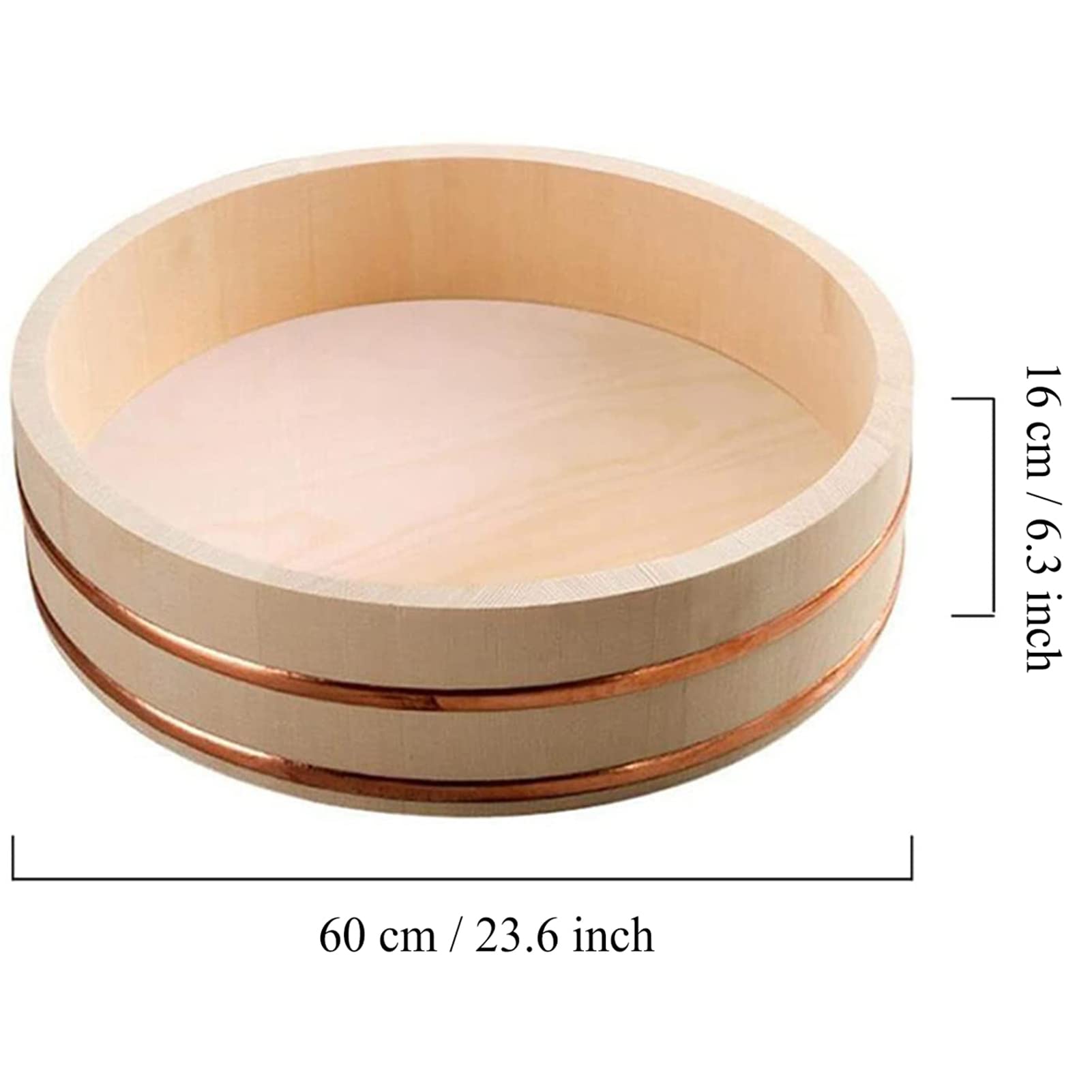 Drewniana wanna do mieszania ryżu Hangiri Oke, zestaw do robienia sushi z wałkiem do ryżu, japońska miska na sushi, 60 cm