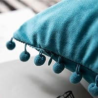 Vista 223 de 2 fundas para cojín decorativo de terciopelo con pompones