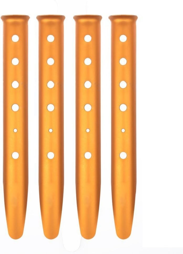 4pcs Snow and Sand Tent Stakes, 12 Inch Durable Stainless Aluminum,Perfect for Camping Trip Hiking Backpacking or Other Outdoor Activities in Sand or Snow,Orange