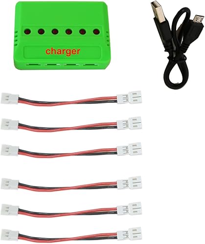 6 en 1 Max 2.5A Entrada de corriente 3.7V Lipo Cargador rápido de batería para Drone con cables de puerto JSTSM2.0