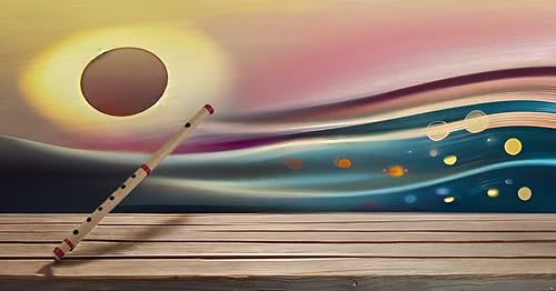 Miniatura 3 de Flauta de bambú de madera india auténtica de 17 pulgadas en clave "A", grabador de instrumentos musicales de viento de madera, Bansuri tradicional,