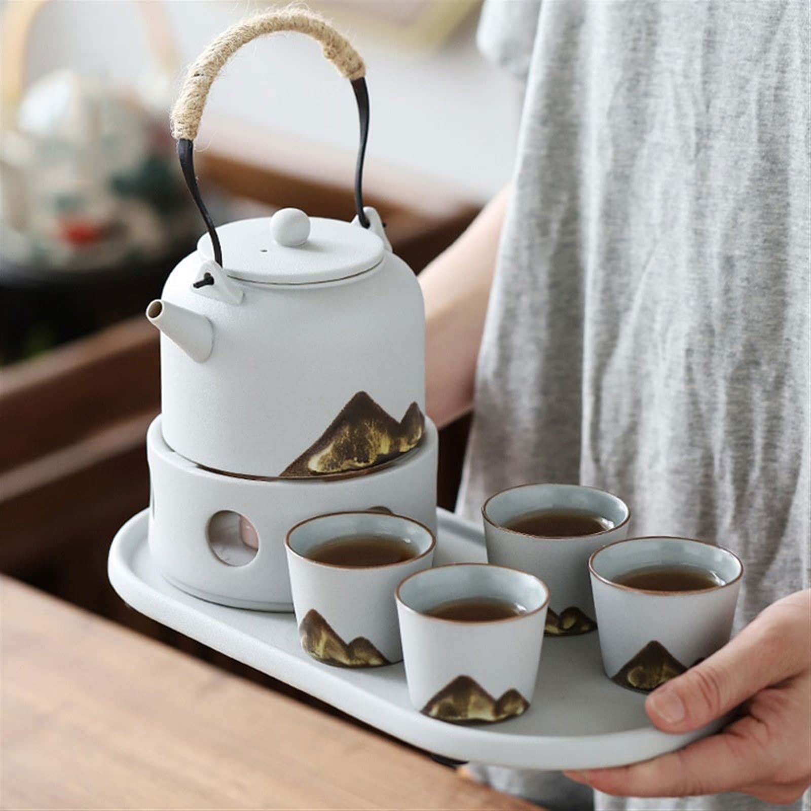 Bandejas para Servir Bandeja de cerámica Simple y práctica, Bandeja de Servicio de Mesa for el hogar, Bandeja de Almacenamiento de Cocina for Juegos de té, postres de café Bandeja de Cocina