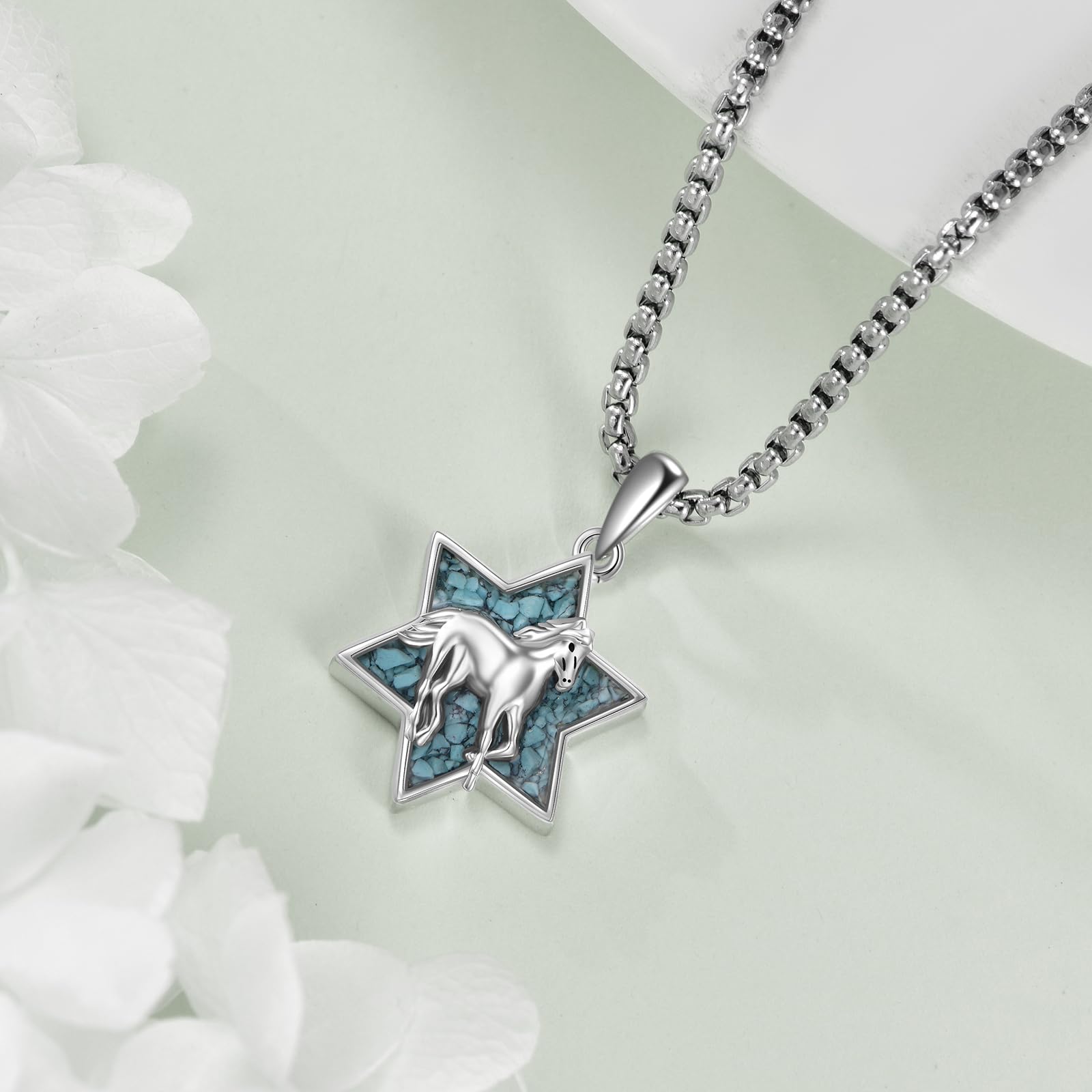 Collana con ciondolo a forma di stella di David, in argento Sterling e turchese, gioiello ebraico, regalo per donne e uomini, Turchese