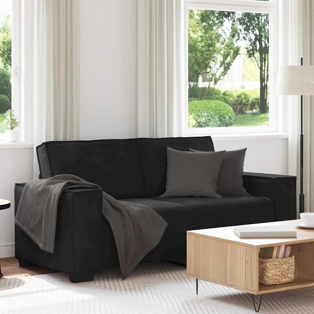 2-Seater Sofa Black Velvet Living Room Furniture