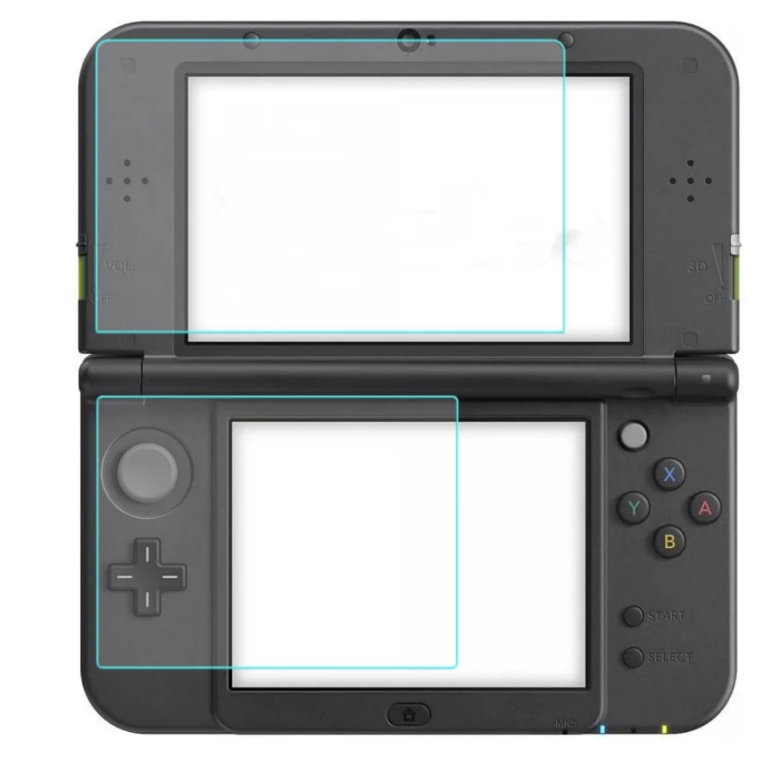 SKEIDO 1pack Top Tempered Glass LCD Screen Protector+Bottom PET Clear Full Cover Protective Film Guard for Nintendo New 3DS XL/LL 3DSXL/3DSLL