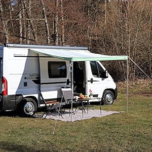 Auvent pare-soleil « Sunny 260 » pour bandes de tuyauteries 7 mm, 260 x 240 cm, incluant poteaux, piquets, linge pour caravanes, camping cars et bus